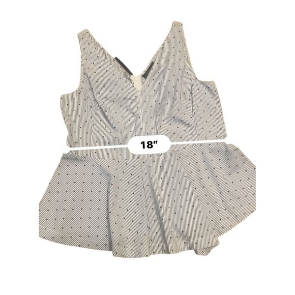 Lane Bryant Womens Striped Peplum Tank Top Sz 16 Stretch Cotton Blend White Blue - Picture 10 of 10